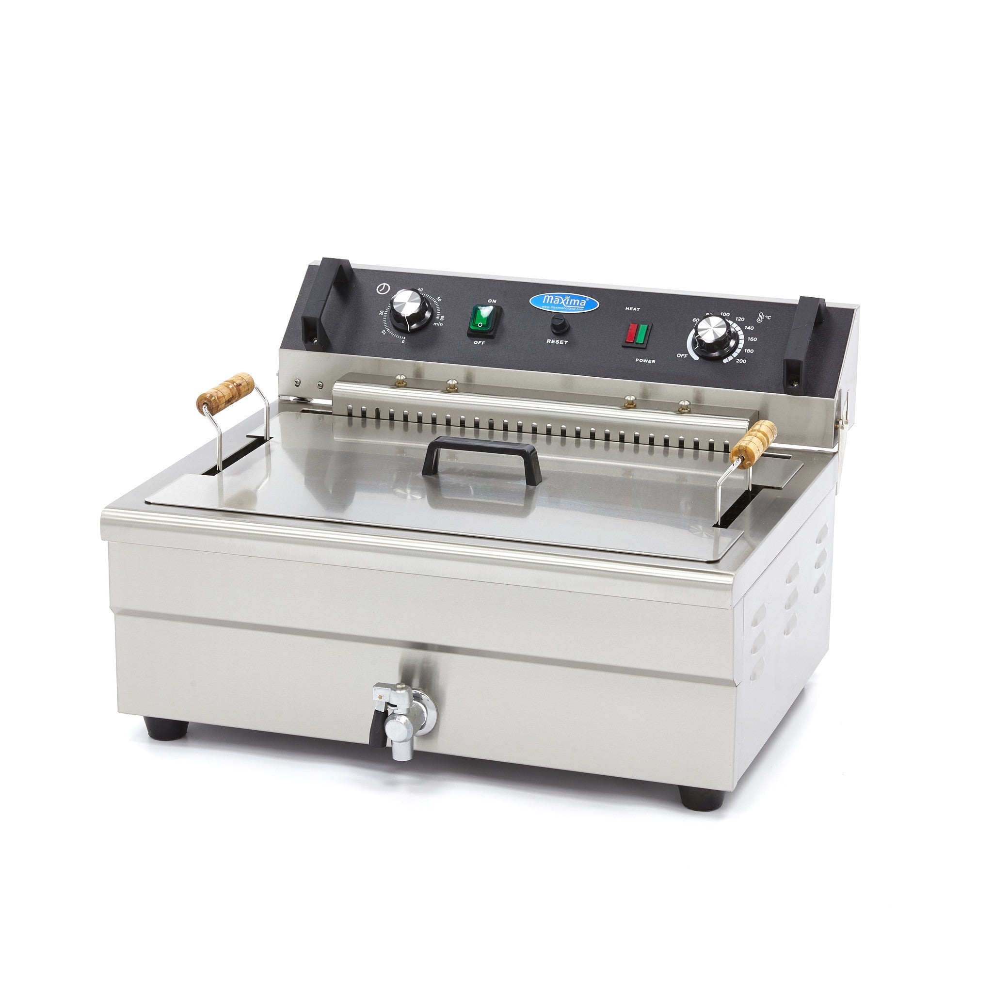 Friteuse professionnelle - 20L - 1 panier - avec robinet de vidange 4500 W Maxima - Friteuse à poser électrique professionnel CHR - matériel cuisine pro - Cuistéo