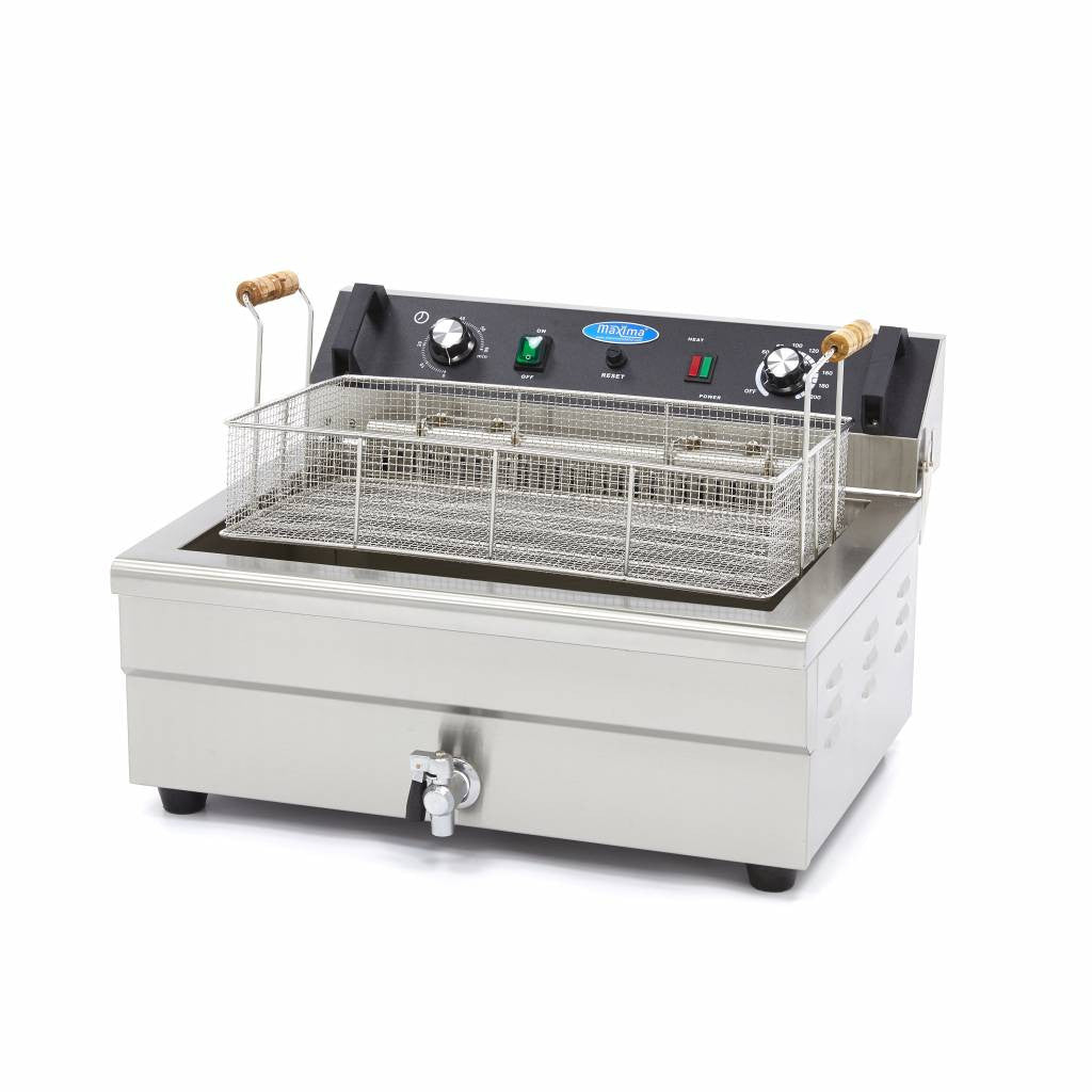 Friteuse professionnelle - 20L - 1 panier - avec robinet de vidange 4500 W Maxima - vue 8 - Friteuse à poser électrique pro CHR - Cuistéo