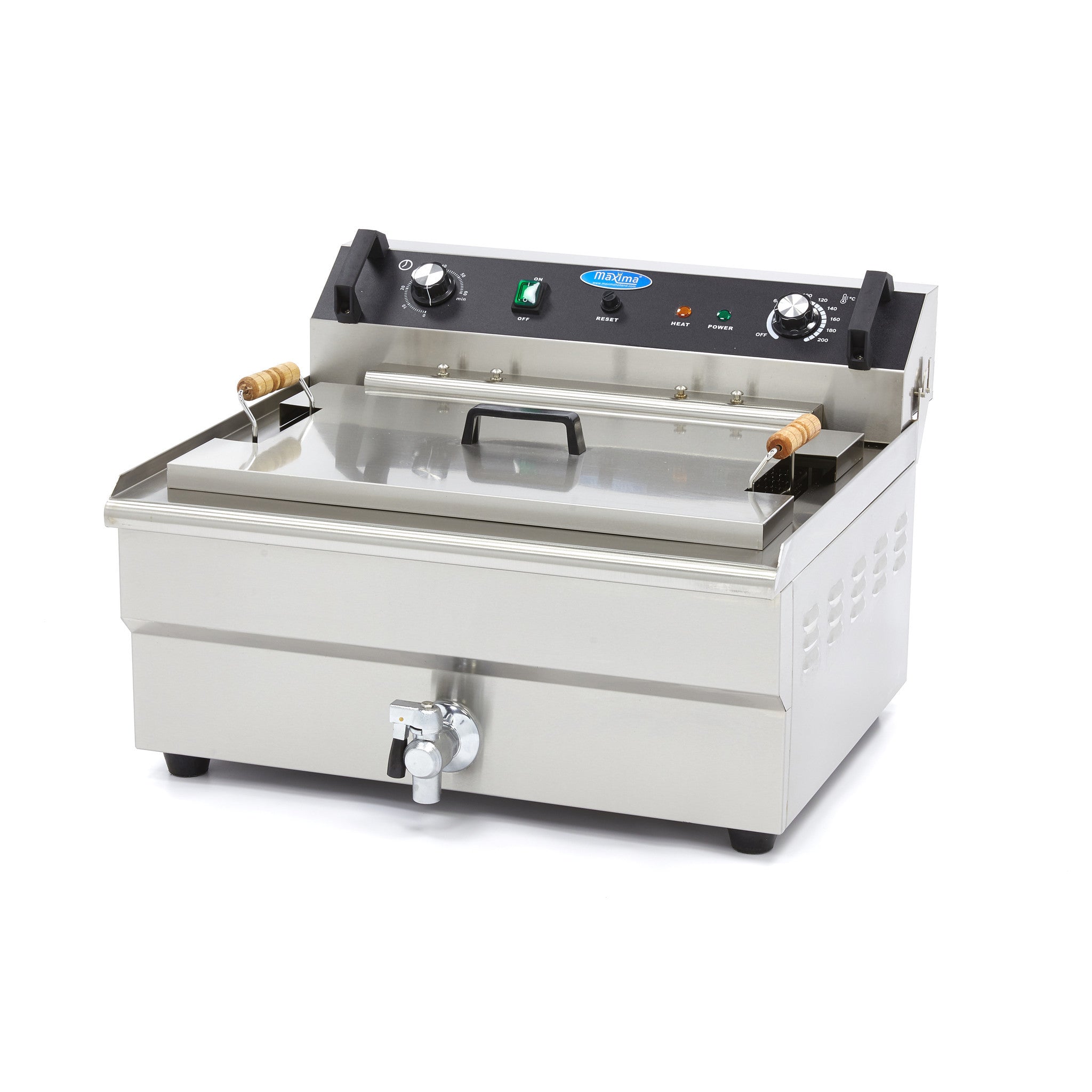 Friteuse professionnelle - 30L - 1 panier - avec robinet de vidange 6000 W Maxima - Friteuse à poser électrique professionnel CHR - matériel cuisine pro - Cuistéo