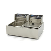 Friteuse double - Électrique - 2x6 litres - 2 paniers - Zone froide 2500 W Maxima - Friteuse à poser électrique professionnel CHR - matériel cuisine pro - Cuistéo