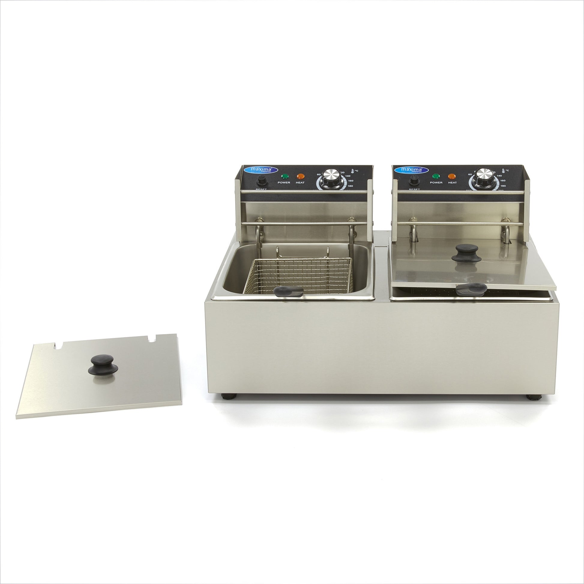 Friteuse double - Électrique - 2x6 litres - 2 paniers - Zone froide 2500 W Maxima - vue 3 - Friteuse à poser électrique pro CHR - Cuistéo