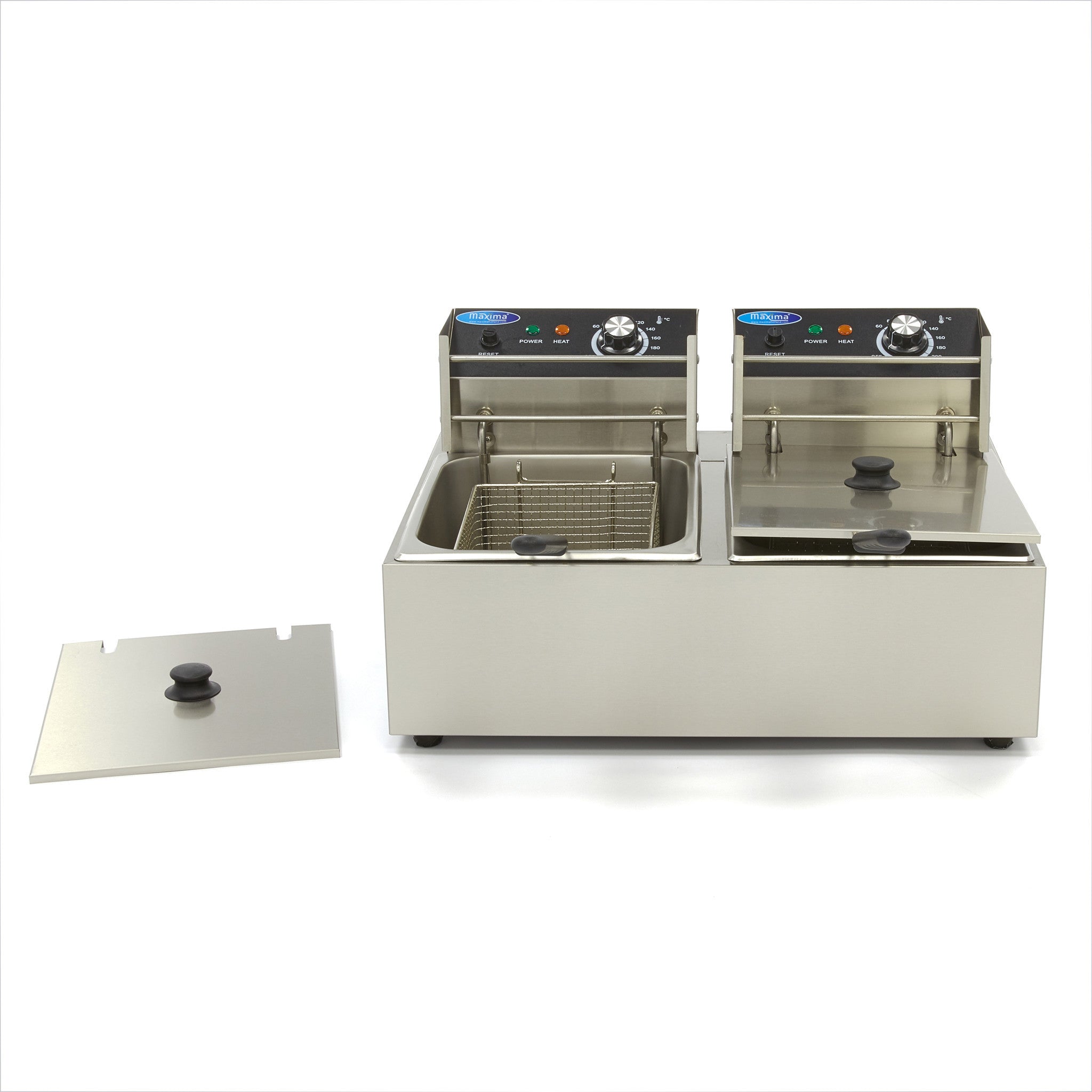 Friteuse double - Électrique - 2x6 litres - 2 paniers - Zone froide 2500 W Maxima - vue 3 - Friteuse à poser électrique pro CHR - Cuistéo