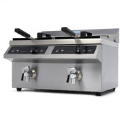 Friteuse professionnelle - 2 cuves de 8L - 2 paniers - avec robinet de vidange - Induction 3500 W Maxima - Friteuse à poser électrique professionnel CHR - matériel cuisine pro - Cuistéo