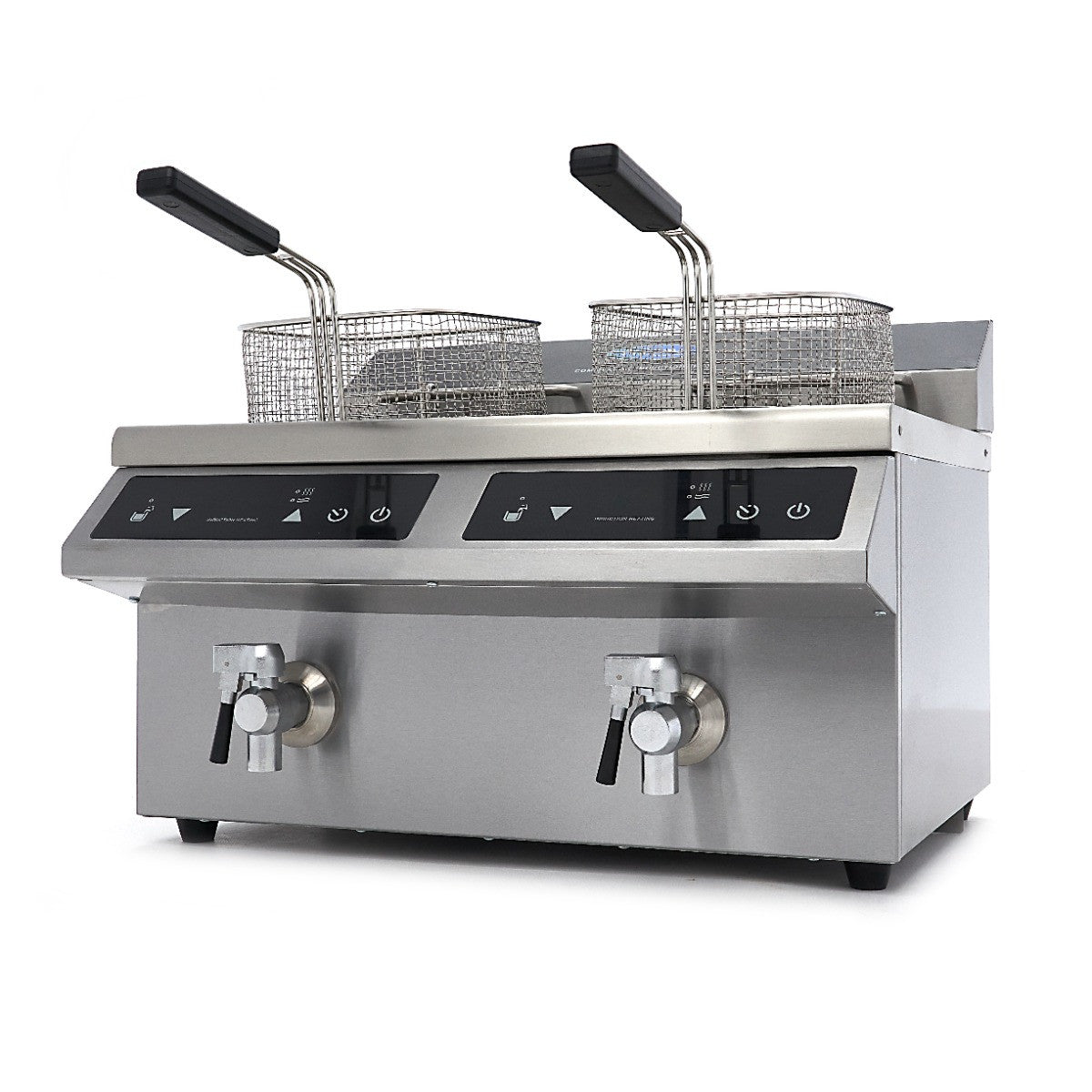 Friteuse professionnelle - 2 cuves de 8L - 2 paniers - avec robinet de vidange - Induction 3500 W Maxima - vue 2 - Friteuse à poser électrique pro CHR - Cuistéo