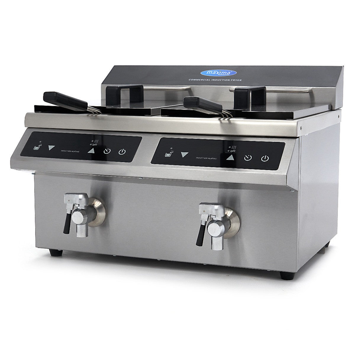 Friteuse professionnelle - 2 cuves de 8L - 2 paniers - avec robinet de vidange - Induction 3500 W Maxima - vue 7 - Friteuse à poser électrique pro CHR - Cuistéo