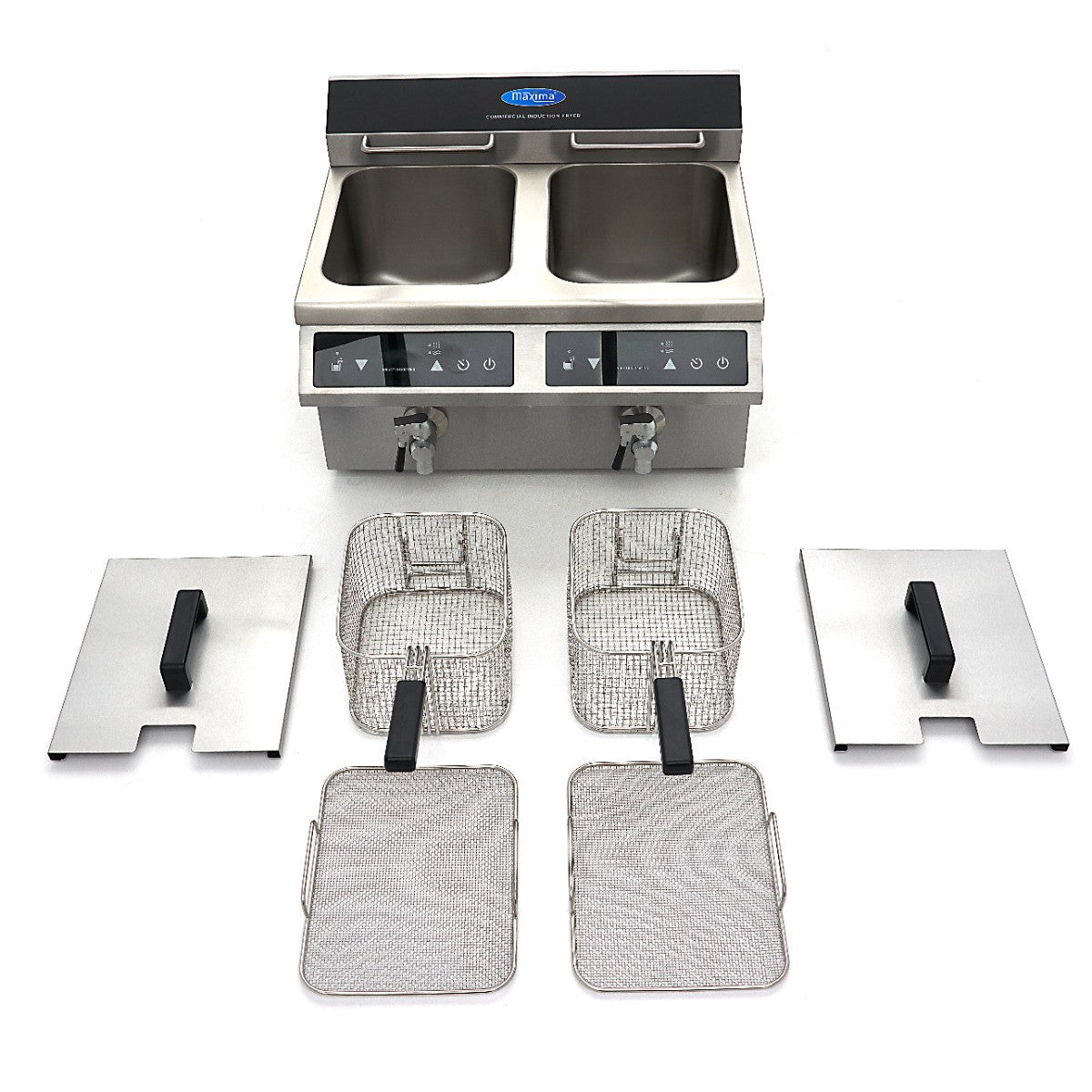 Friteuse professionnelle - 2 cuves de 8L - 2 paniers - avec robinet de vidange - Induction 3500 W Maxima - vue 10 - Friteuse à poser électrique pro CHR - Cuistéo