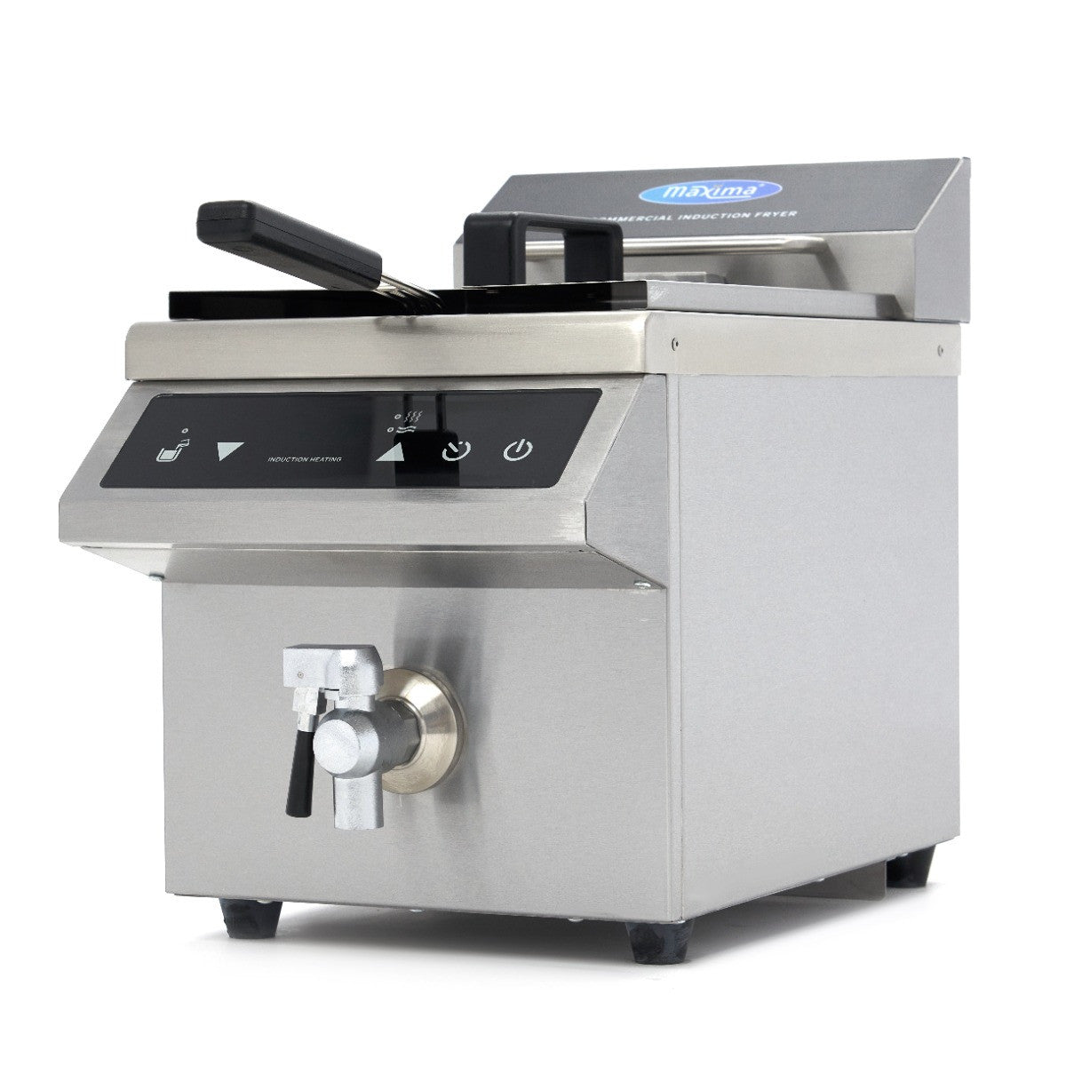Friteuse - 8L - 1 panier - Induction - avec robinet de vidange 3500 W Maxima - Friteuse à poser électrique professionnel CHR - matériel cuisine pro - Cuistéo