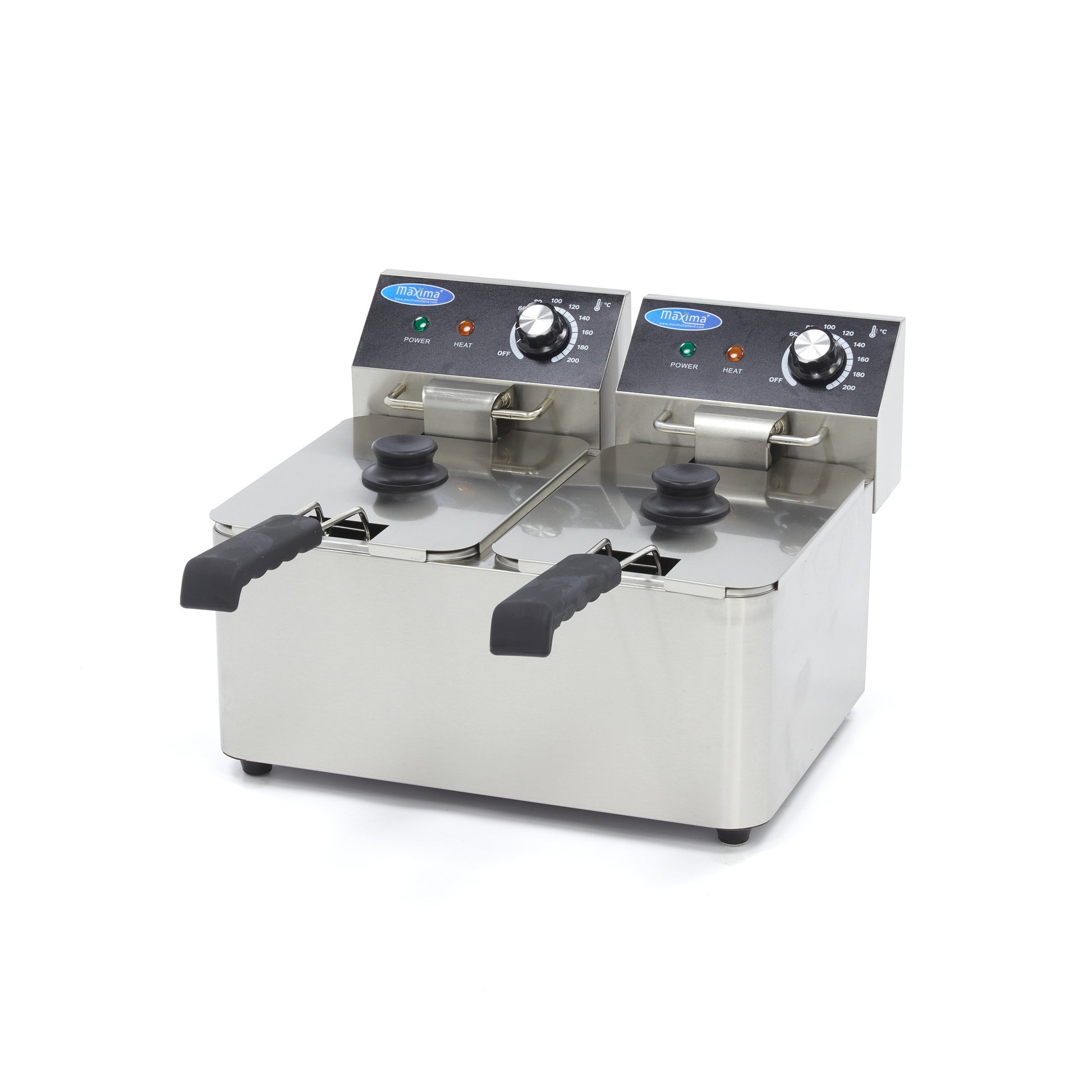 Friteuse - 2 x 4L - 2 paniers - 1,5kg de frites 2500 W Maxima - Friteuse à poser électrique professionnel CHR - matériel cuisine pro - Cuistéo
