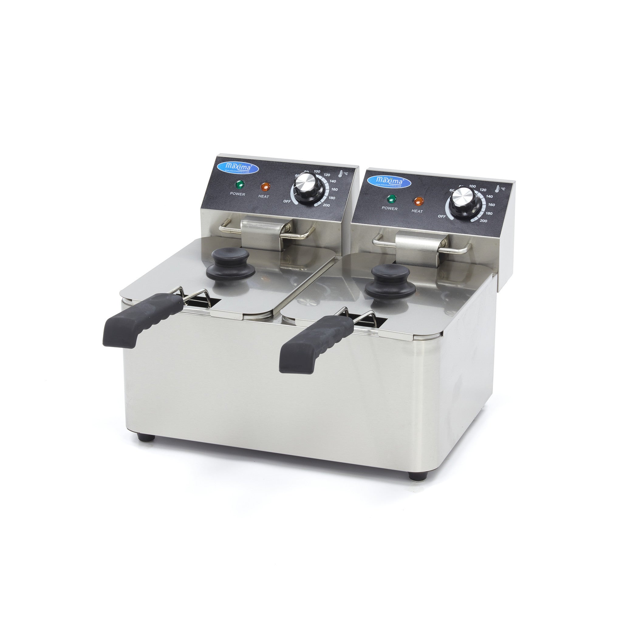 Friteuse - 2 x 4L - 2 paniers - 1,5kg de frites 2500 W Maxima - Friteuse à poser électrique professionnel CHR - matériel cuisine pro - Cuistéo