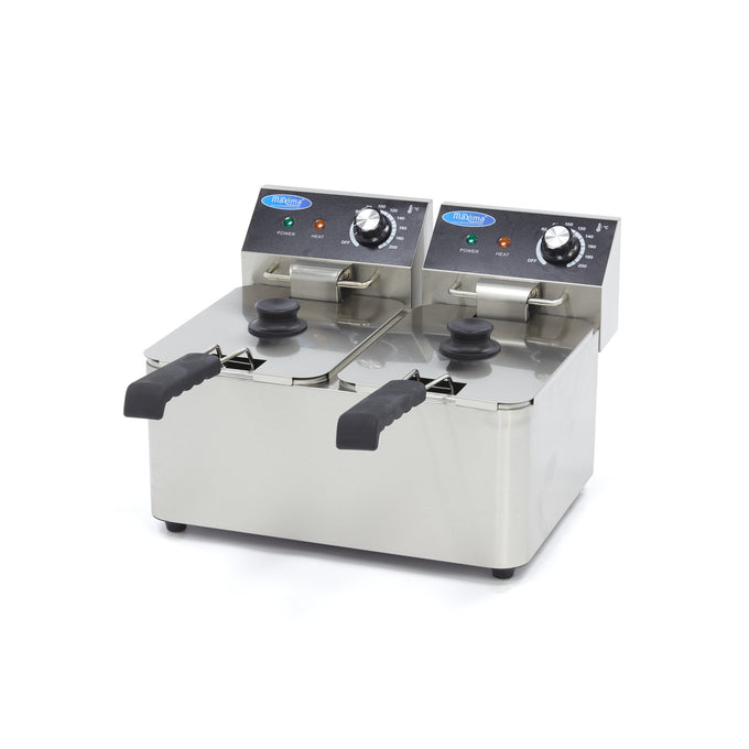 Friteuse - 2 x 4L - 2 paniers - 1,5kg de frites 2500 W Maxima - Friteuse à poser électrique professionnel CHR - matériel cuisine pro - Cuistéo