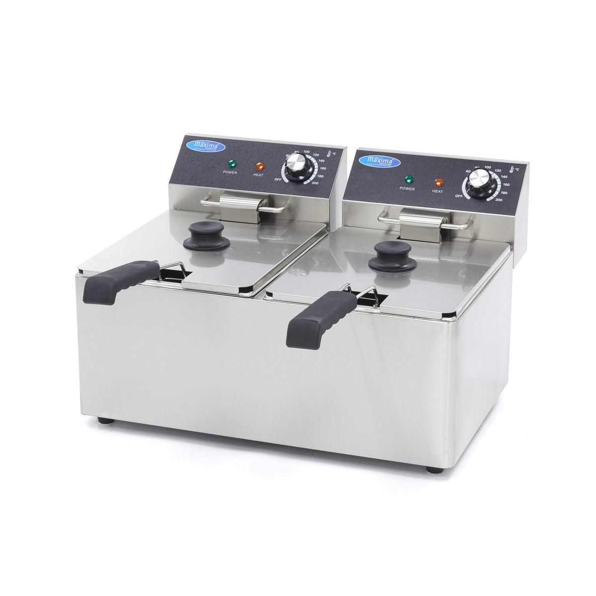 Friteuse professionnelle - 2 x 8L - 2 paniers - 2,8 kg de frites 3250 W Maxima - Friteuse à poser électrique professionnel CHR - matériel cuisine pro - Cuistéo