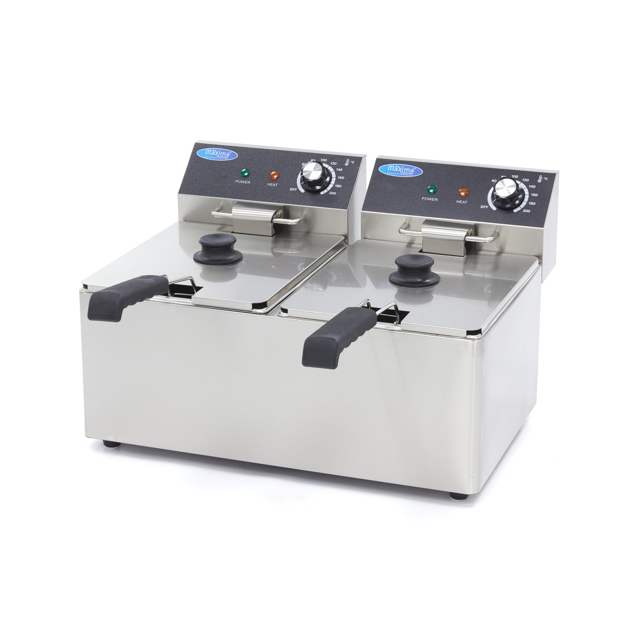Friteuse professionnelle - 2 x 8L - 2 paniers - 2,8 kg de frites 3250 W Maxima - Friteuse à poser électrique professionnel CHR - matériel cuisine pro - Cuistéo