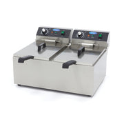 Friteuse - 2 x 11L - 2 paniers - 2,8 kg de frites 3000 W Maxima - Friteuse à poser électrique professionnel CHR - matériel cuisine pro - Cuistéo
