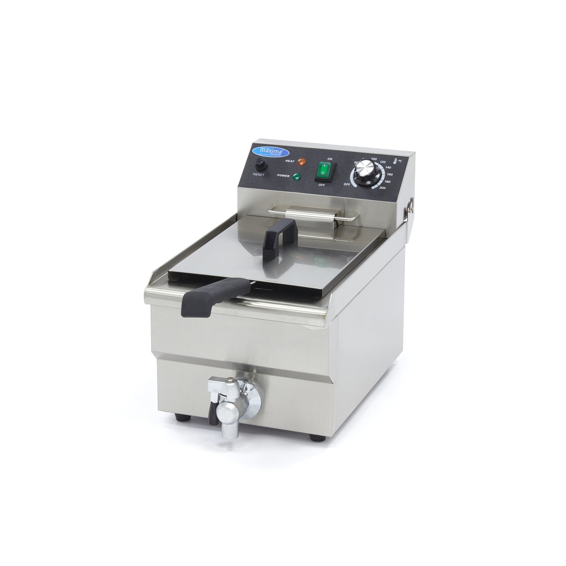 Friteuse - 10L - 1 panier - avec robinet de vidange 3000 W Maxima - Friteuse à poser électrique professionnel CHR - matériel cuisine pro - Cuistéo