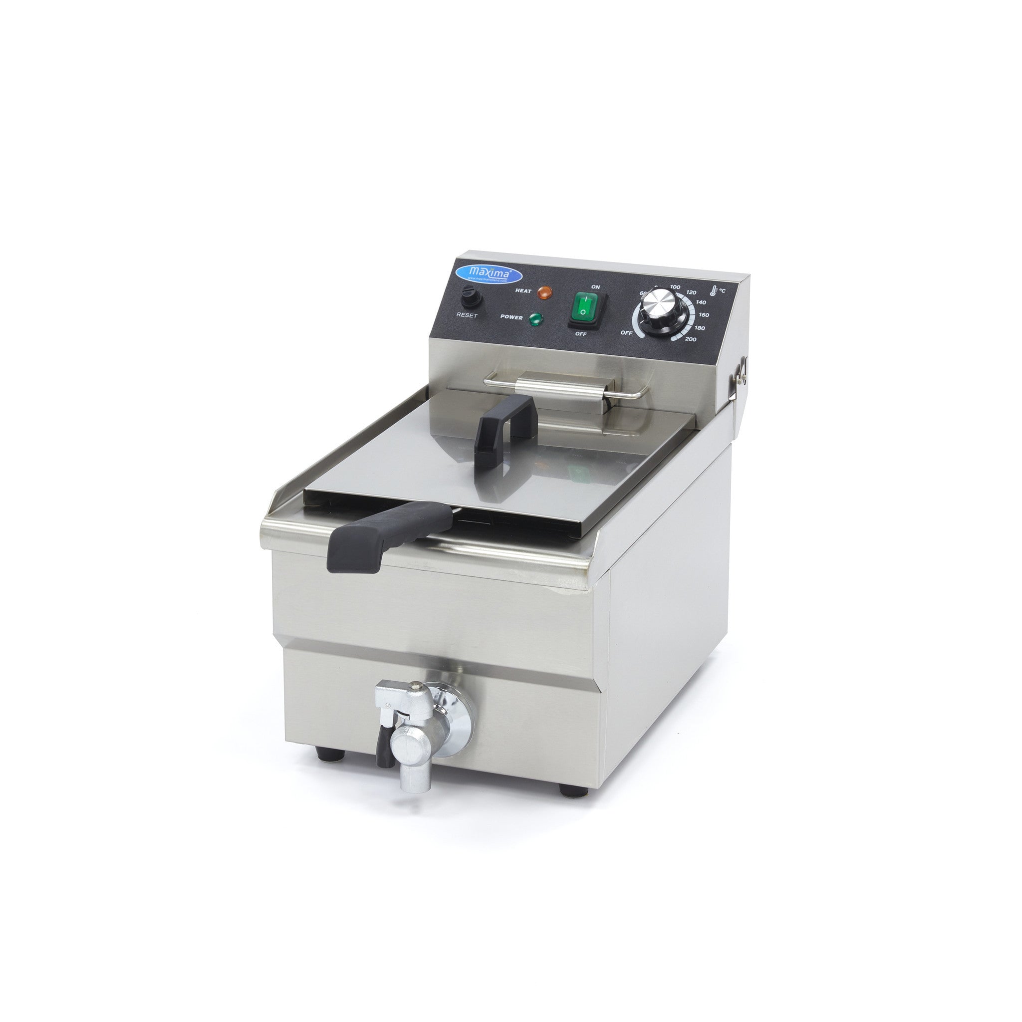 Friteuse - 10L - 1 panier - avec robinet de vidange 3000 W Maxima - Friteuse à poser électrique professionnel CHR - matériel cuisine pro - Cuistéo