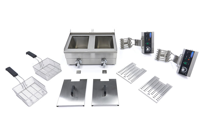 Friteuse - 2 x 10L - 2 Paniers - avec Robinet de Vidange 3000 W Maxima - vue 2 - Friteuse à poser électrique pro CHR - Cuistéo
