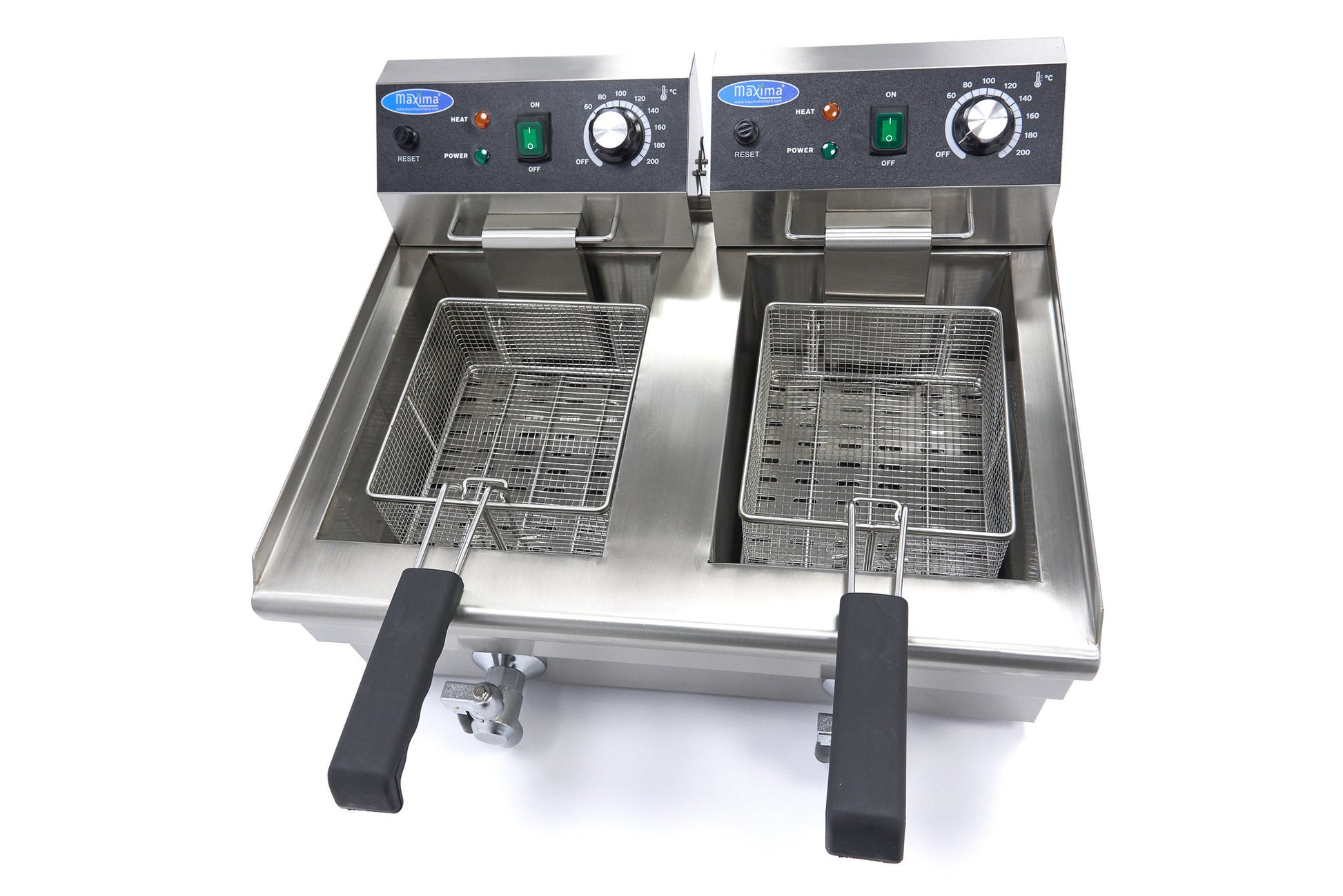 Friteuse - 2 x 10L - 2 Paniers - avec Robinet de Vidange 3000 W Maxima - vue 4 - Friteuse à poser électrique pro CHR - Cuistéo