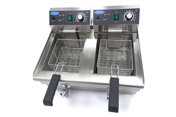 Friteuse - 2 x 10L - 2 Paniers - avec Robinet de Vidange 3000 W Maxima - vue 4 - Friteuse à poser électrique pro CHR - Cuistéo