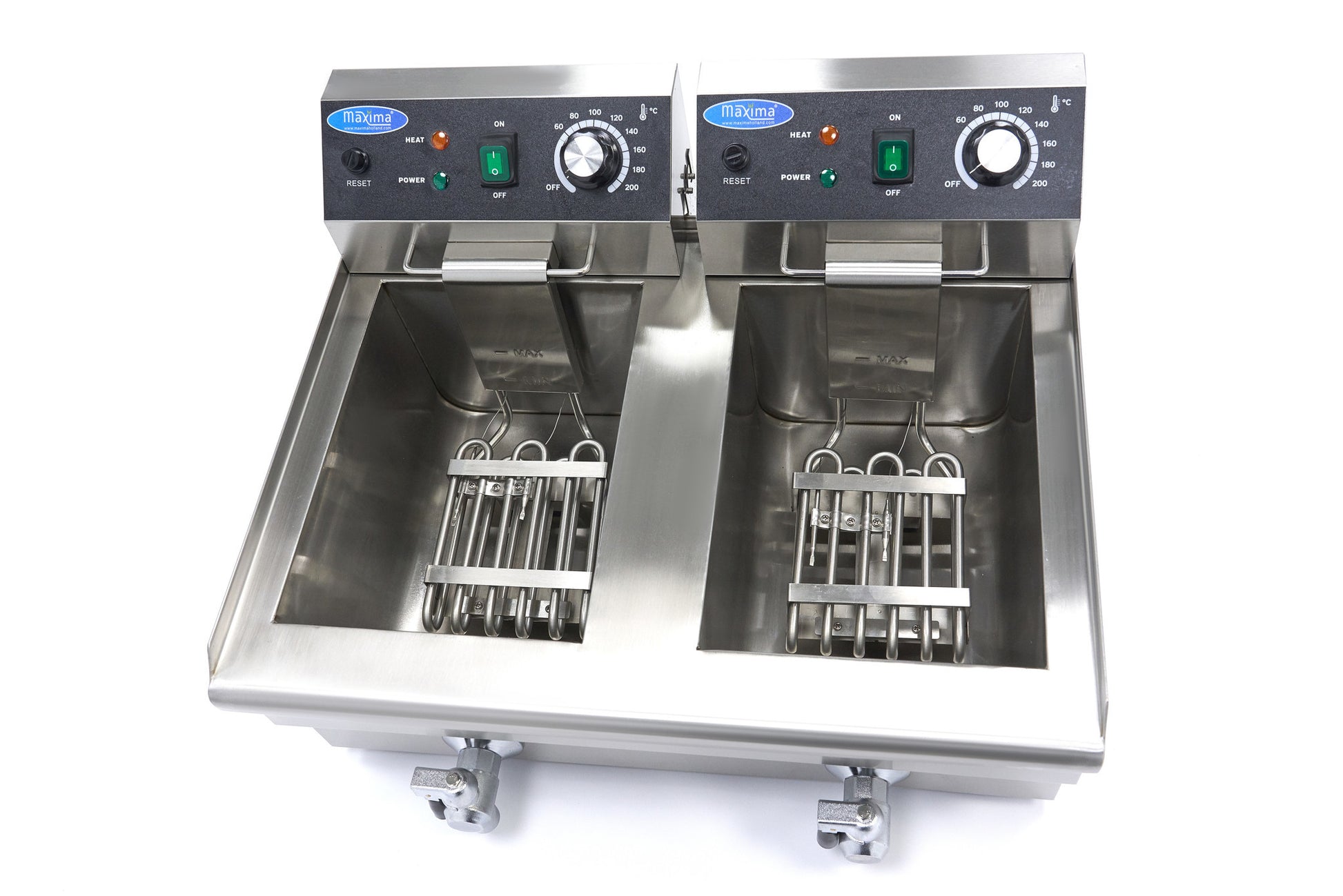 Friteuse - 2 x 10L - 2 Paniers - avec Robinet de Vidange 3000 W Maxima - vue 5 - Friteuse à poser électrique pro CHR - Cuistéo