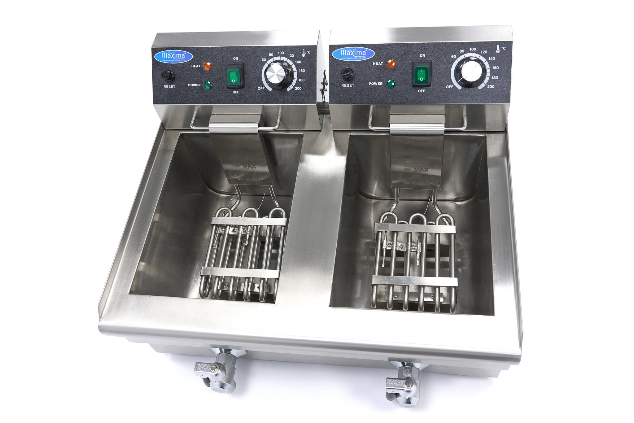 Friteuse - 2 x 10L - 2 Paniers - avec Robinet de Vidange 3000 W Maxima - vue 5 - Friteuse à poser électrique pro CHR - Cuistéo