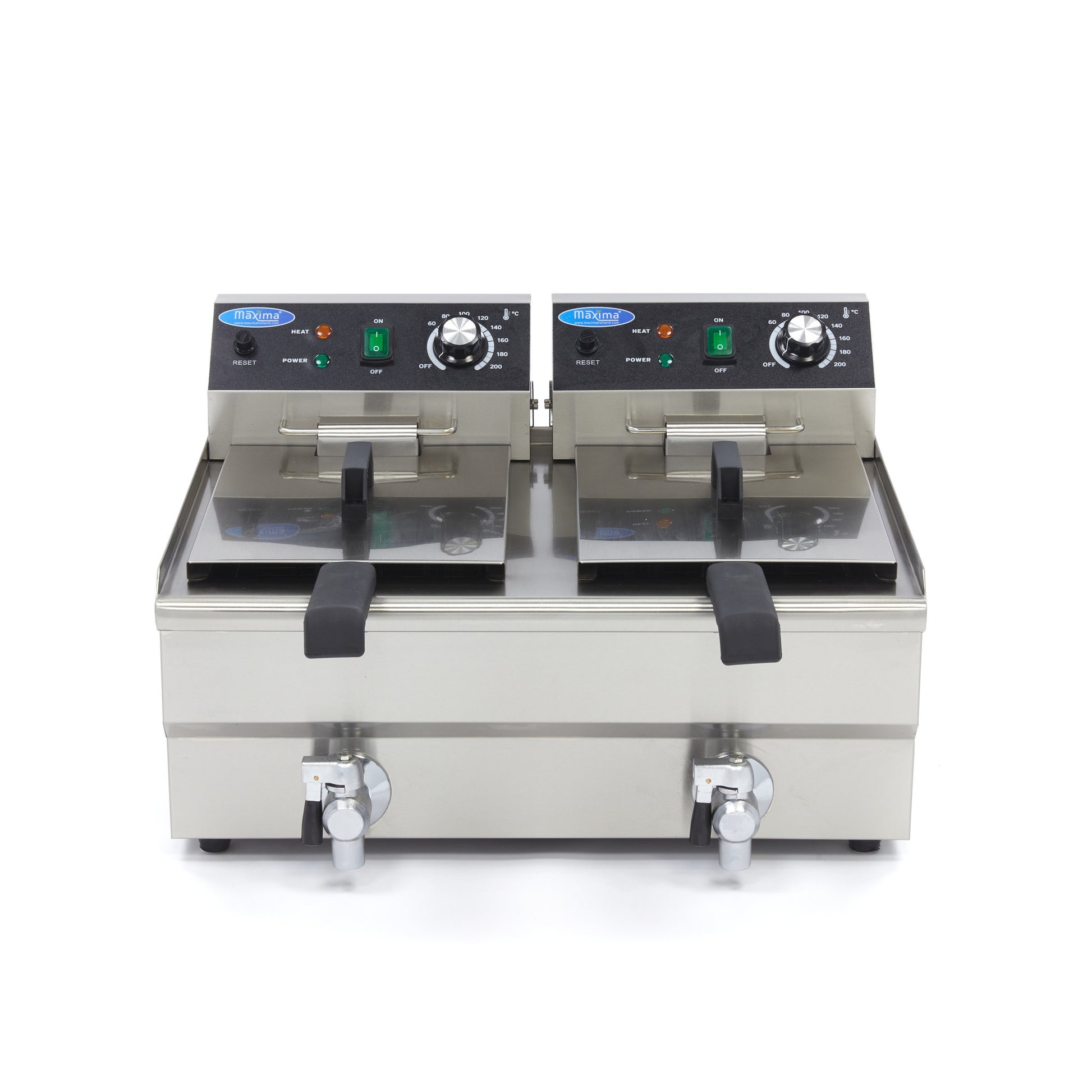 Friteuse - 2 x 10L - 2 Paniers - avec Robinet de Vidange 3000 W Maxima - vue 8 - Friteuse à poser électrique pro CHR - Cuistéo