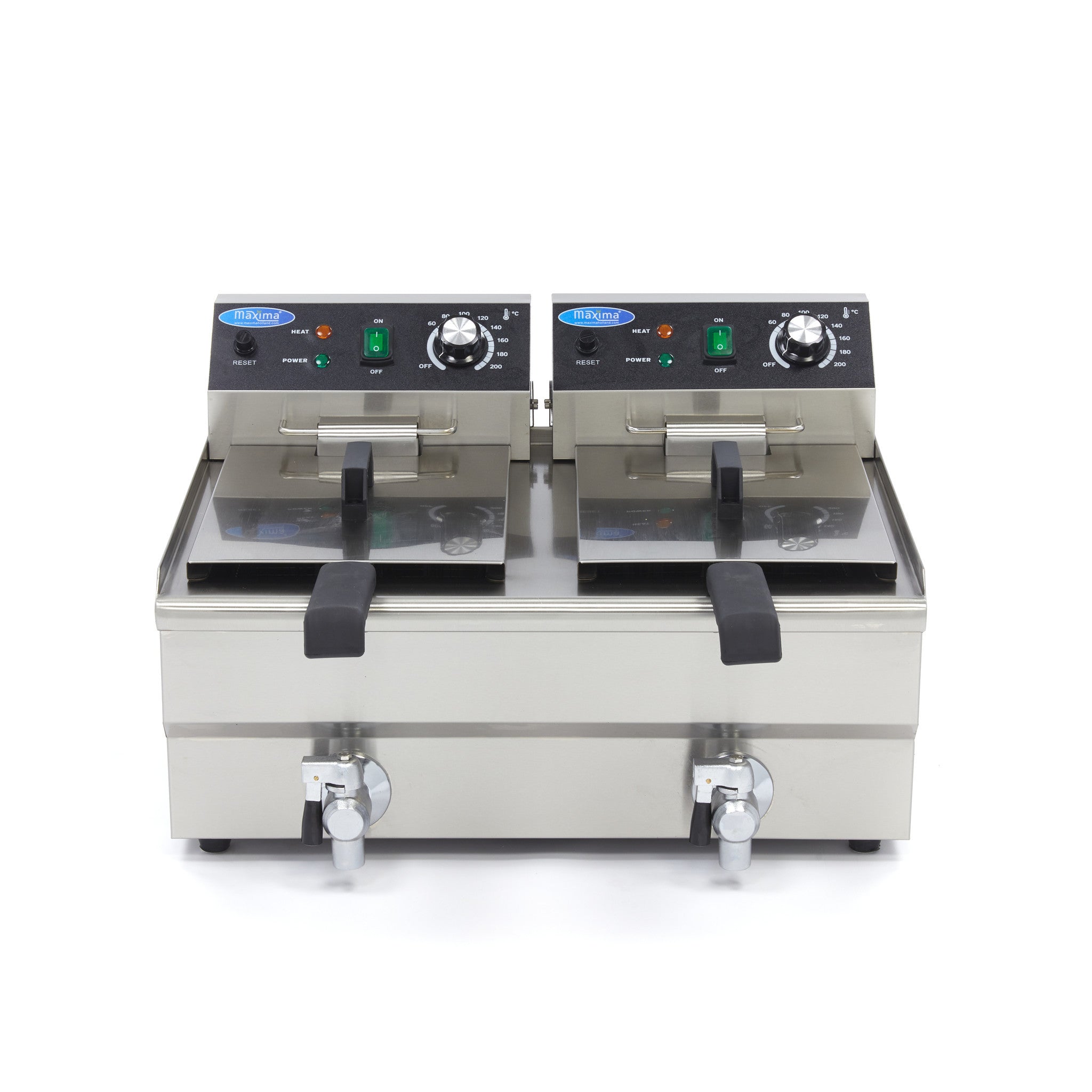 Friteuse - 2 x 10L - 2 Paniers - avec Robinet de Vidange 3000 W Maxima - vue 8 - Friteuse à poser électrique pro CHR - Cuistéo