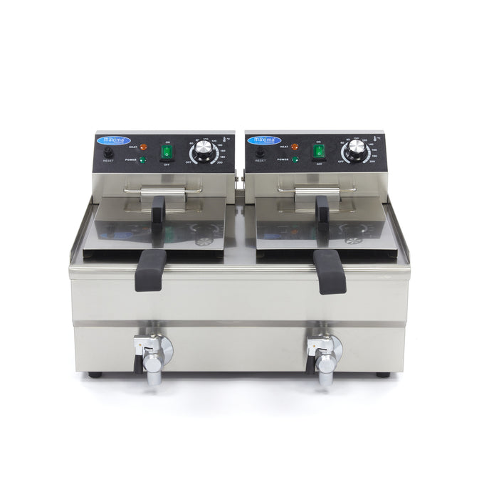 Friteuse - 2 x 10L - 2 Paniers - avec Robinet de Vidange 3000 W Maxima - vue 8 - Friteuse à poser électrique pro CHR - Cuistéo