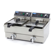 Friteuse - 2 x 13L - 2 paniers - avec robinet de vidange 3000 W Maxima - Friteuse à poser électrique professionnel CHR - matériel cuisine pro - Cuistéo