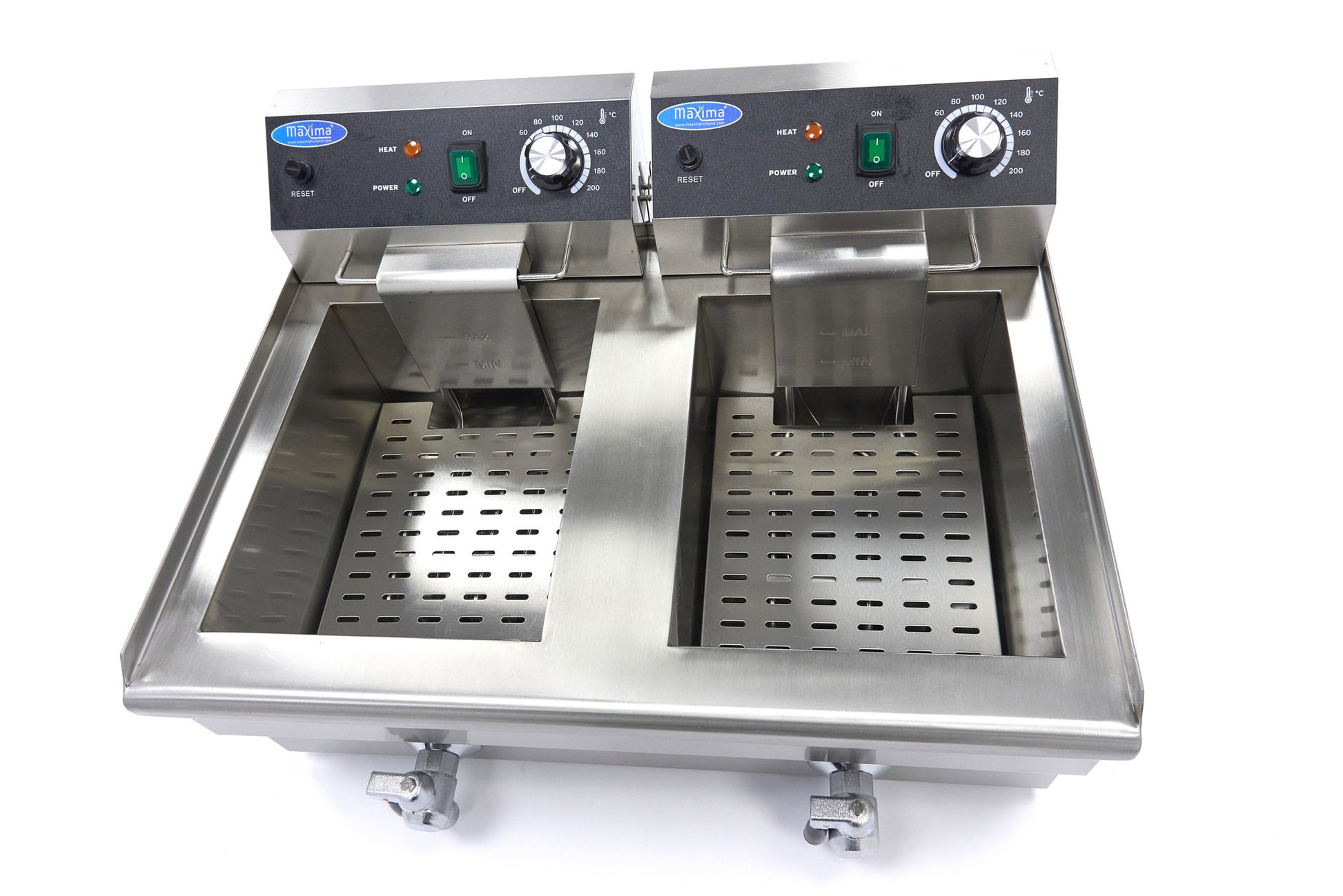 Friteuse - 2 x 13L - 2 paniers - avec robinet de vidange 3000 W Maxima - vue 3 - Friteuse à poser électrique pro CHR - Cuistéo