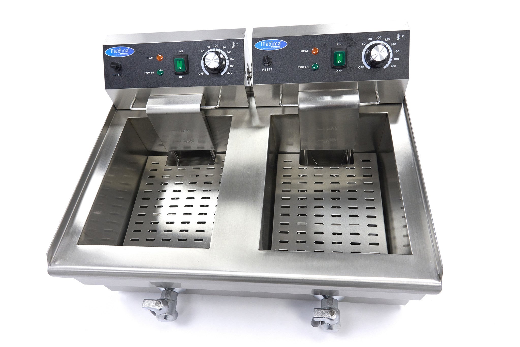 Friteuse - 2 x 13L - 2 paniers - avec robinet de vidange 3000 W Maxima - vue 3 - Friteuse à poser électrique pro CHR - Cuistéo