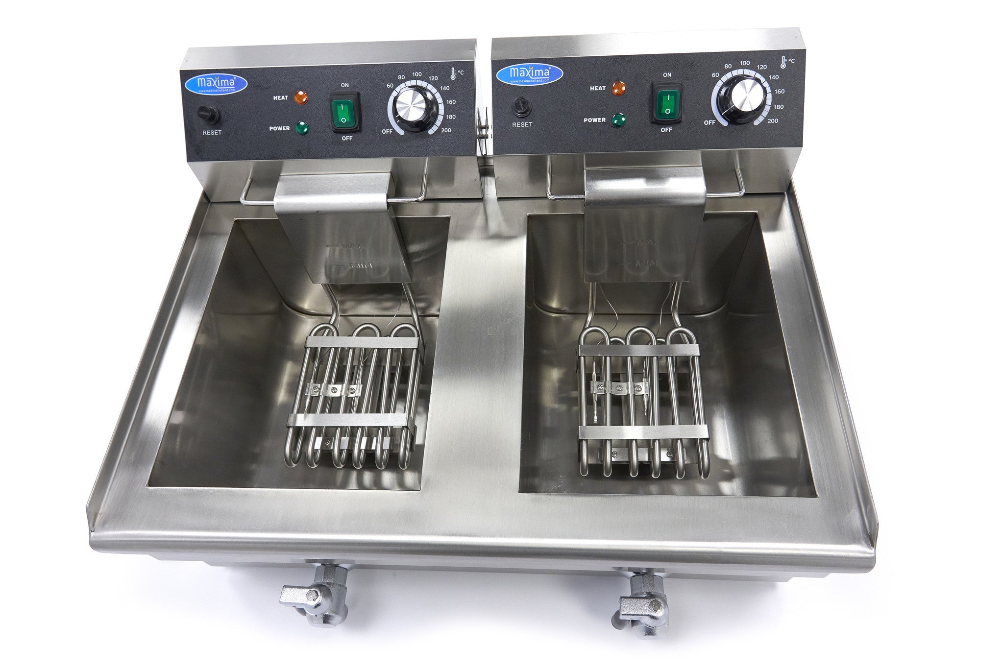 Friteuse - 2 x 13L - 2 paniers - avec robinet de vidange 3000 W Maxima - vue 4 - Friteuse à poser électrique pro CHR - Cuistéo