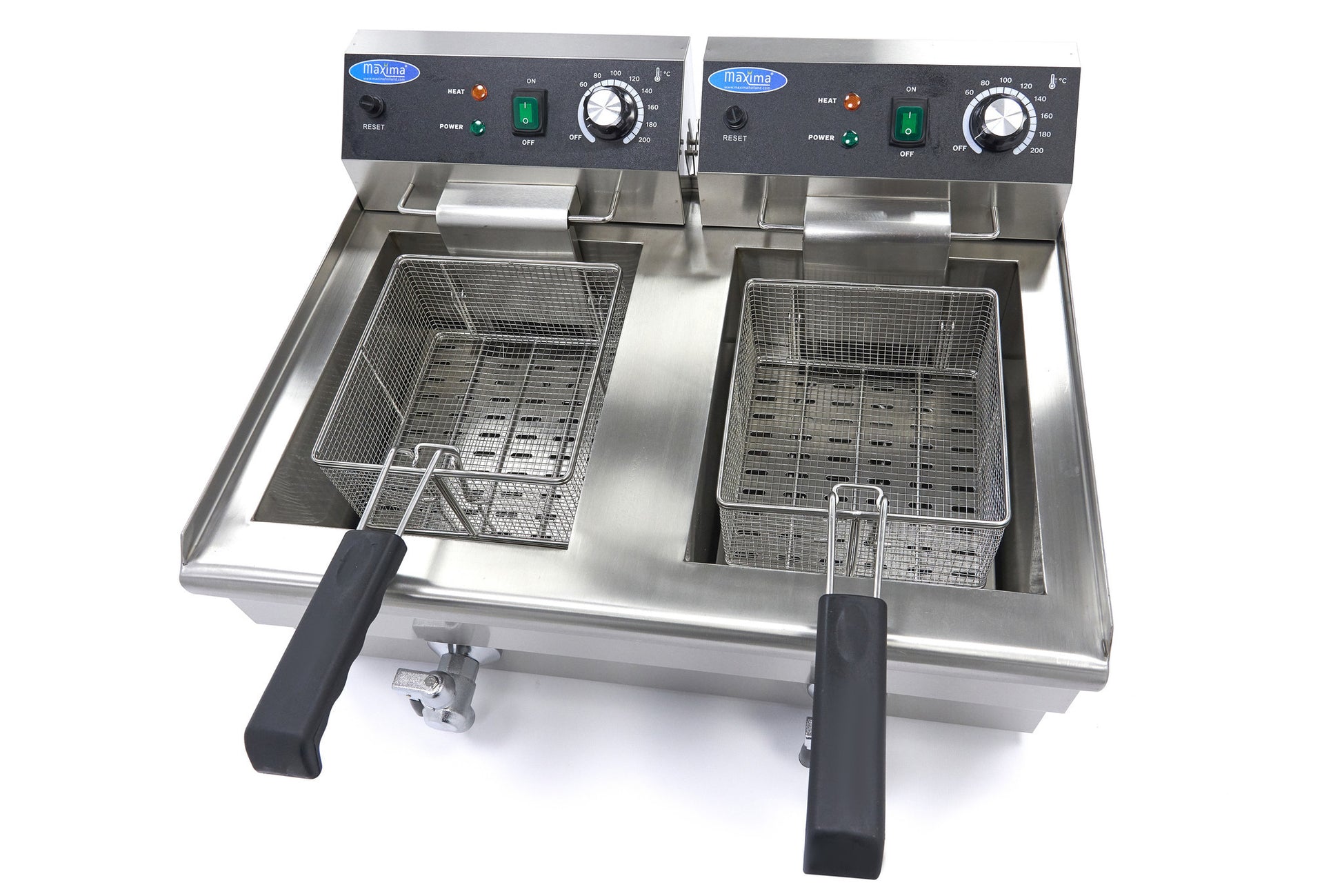 Friteuse - 2 x 13L - 2 paniers - avec robinet de vidange 3000 W Maxima - vue 5 - Friteuse à poser électrique pro CHR - Cuistéo