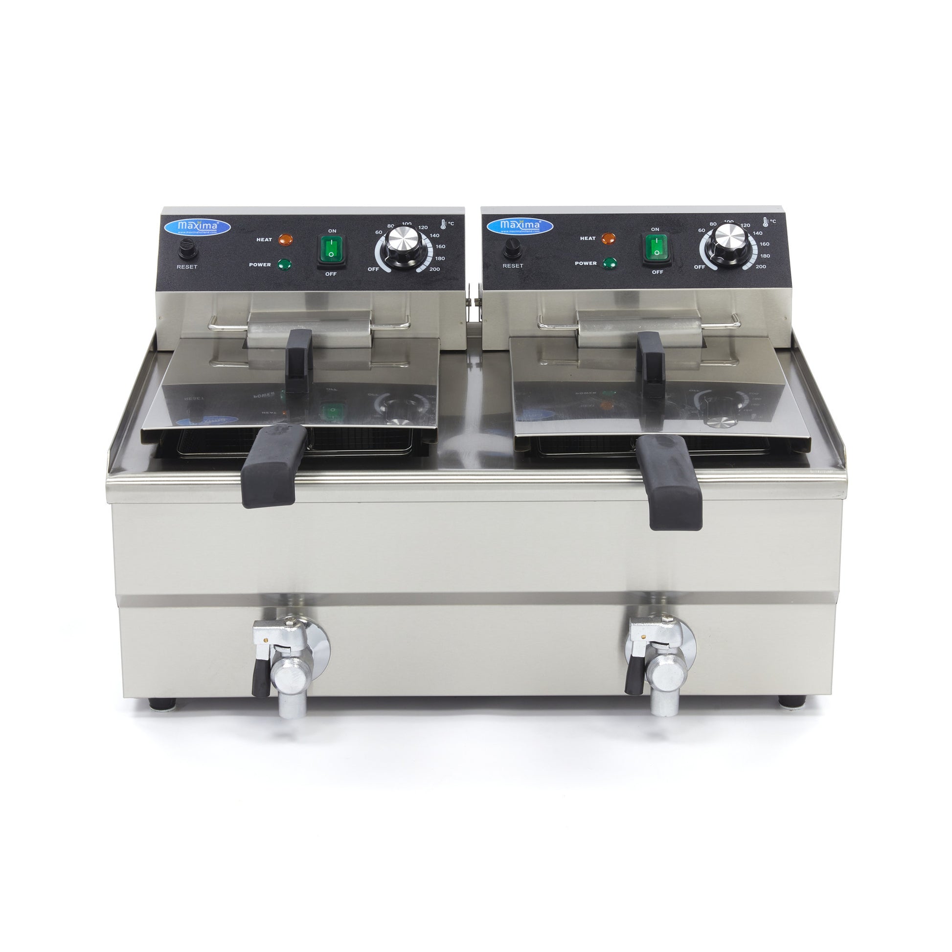 Friteuse - 2 x 13L - 2 paniers - avec robinet de vidange 3000 W Maxima - vue 8 - Friteuse à poser électrique pro CHR - Cuistéo