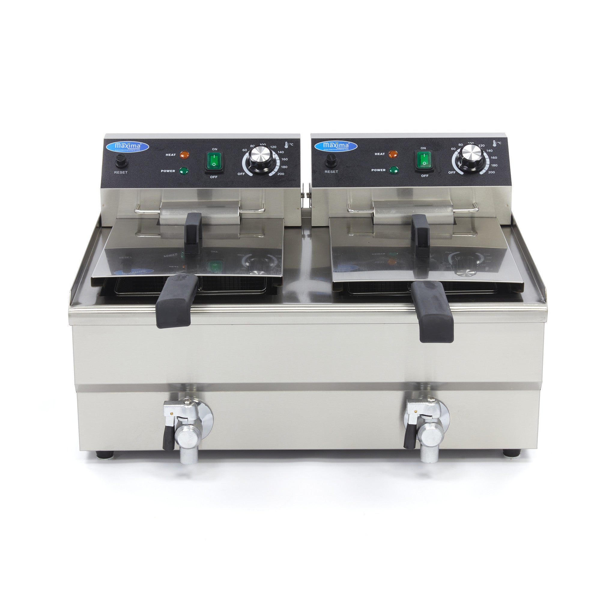 Friteuse - 2 x 13L - 2 paniers - avec robinet de vidange 3000 W Maxima - vue 8 - Friteuse à poser électrique pro CHR - Cuistéo