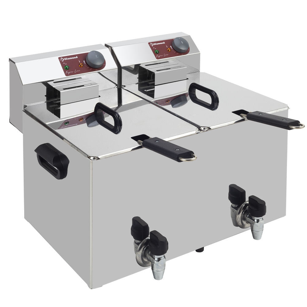 Friteuse de table élec 2x8 litres + robinet - Diamond