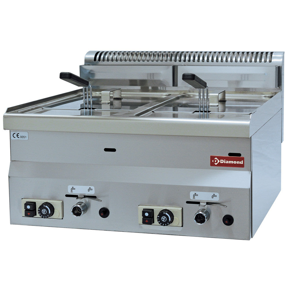 Friteuse gaz, 2 cuves 8 litres - Diamond