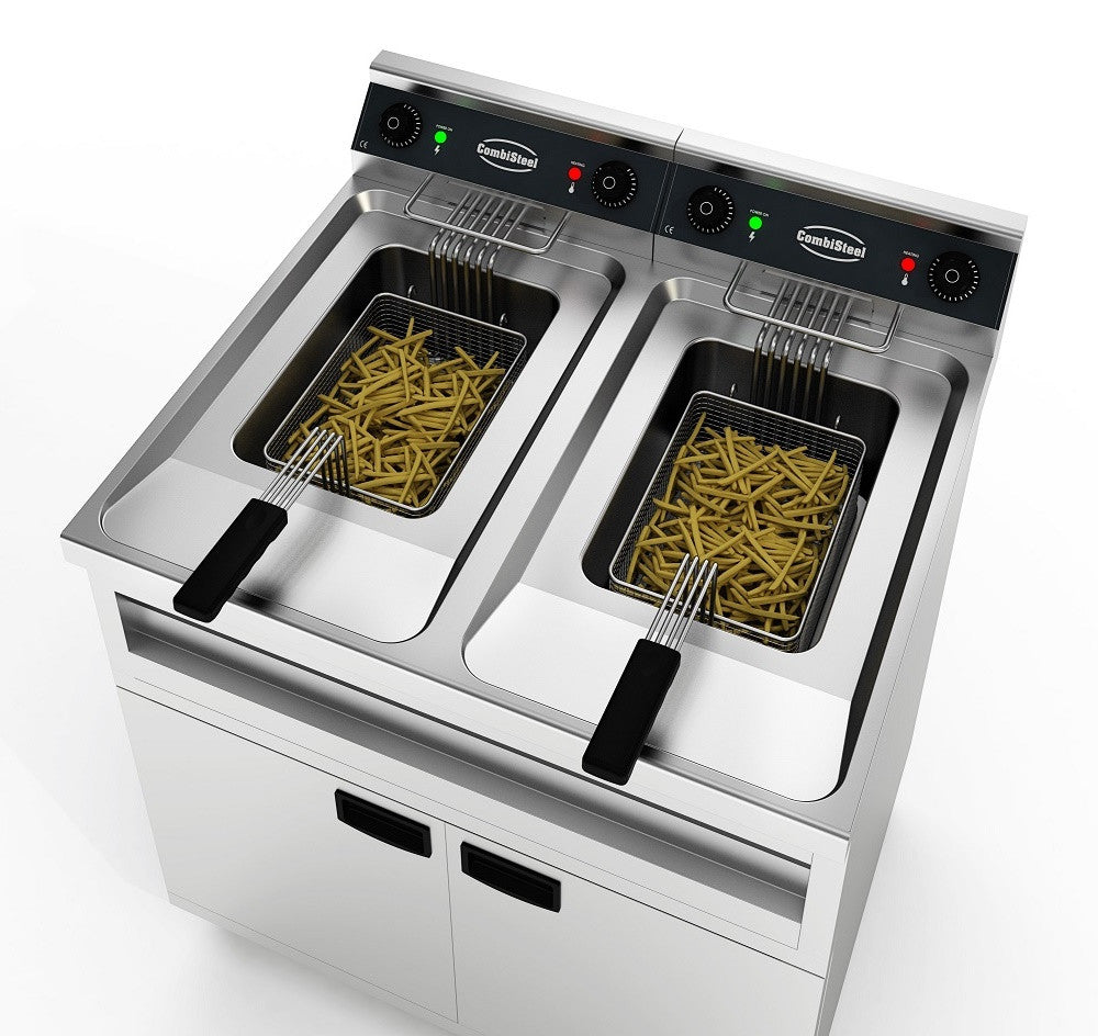 Friteuse électrique 2x12lt - 2x9kw 2 L 2 kW Combisteel - vue 2 - Friteuse sur meuble électrique pro CHR - Cuistéo