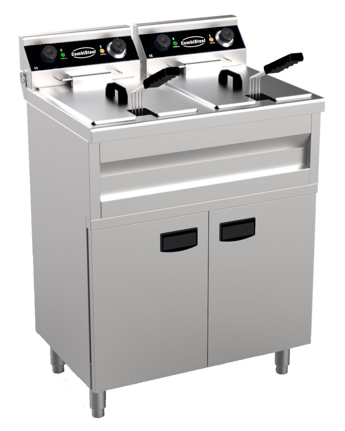 Friteuse professionnelle électrique - 18L - Double bac 695x530x970 mm 2 kW Combisteel - Friteuse sur meuble électrique professionnel CHR - matériel cuisine pro - Cuistéo