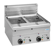 Friteuse électrique - 2x10L - Température 90-190°C - Zone froide - Robinet vidange Saro - Friteuse à poser électrique professionnel CHR - matériel cuisine pro - Cuistéo
