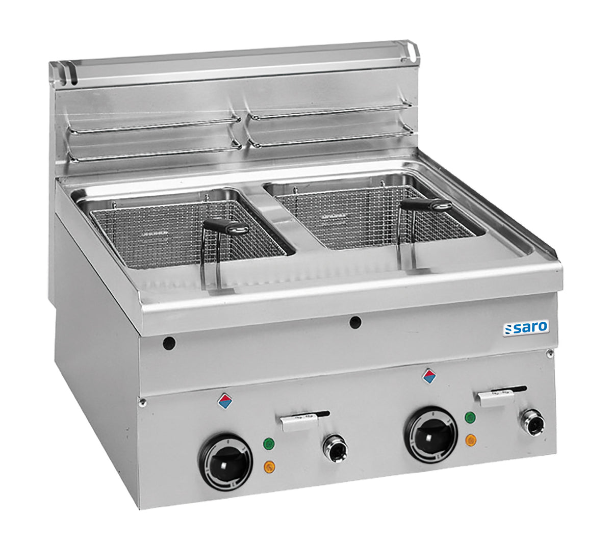 Friteuse électrique - 2x10L - Température 90-190°C - Zone froide - Robinet vidange Saro - Friteuse à poser électrique professionnel CHR - matériel cuisine pro - Cuistéo