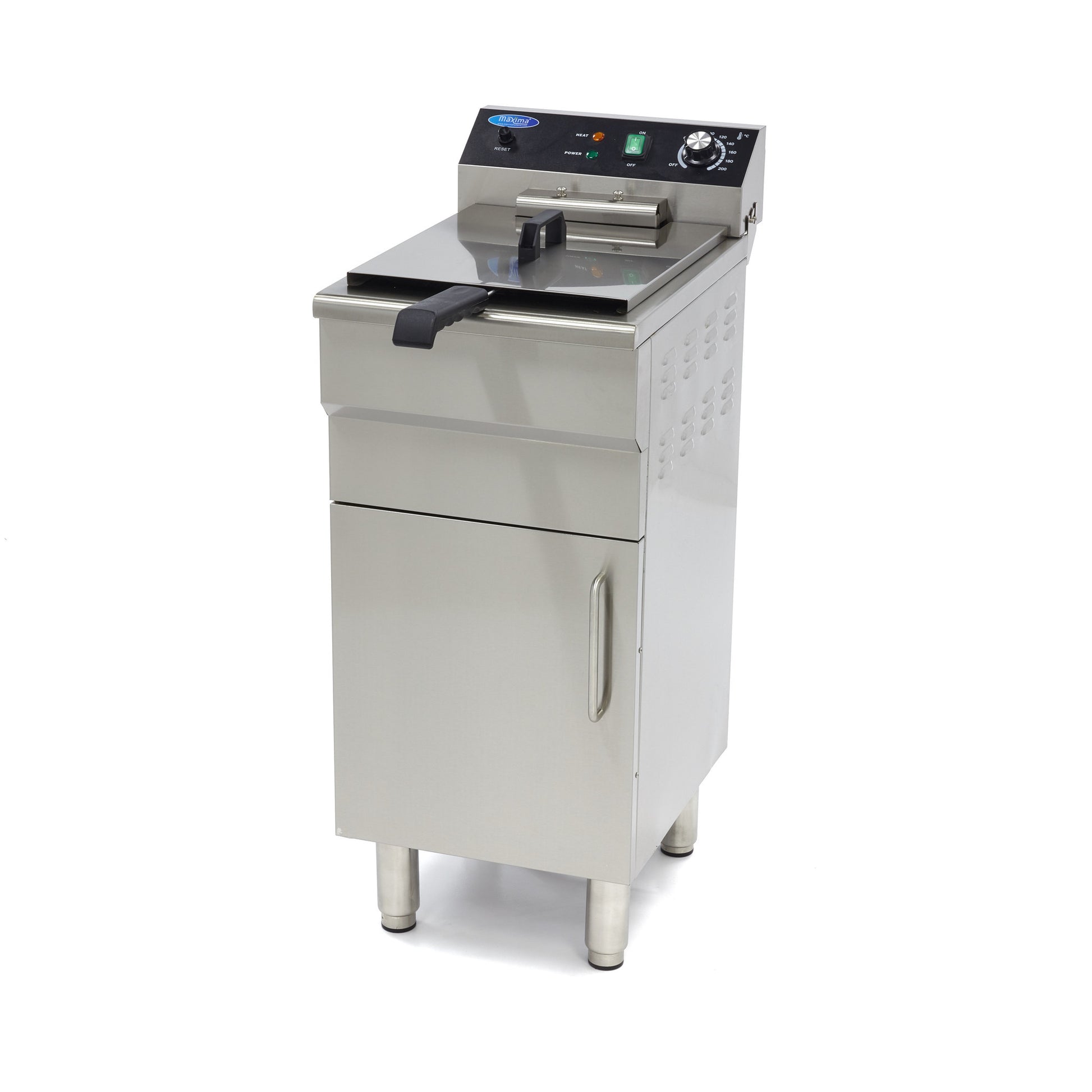 Friteuse professionnelle - Électrique - 16 litres - Robinet de vidange - Sur support 5000 W Maxima - Friteuse sur meuble électrique professionnel CHR - matériel cuisine pro - Cuistéo
