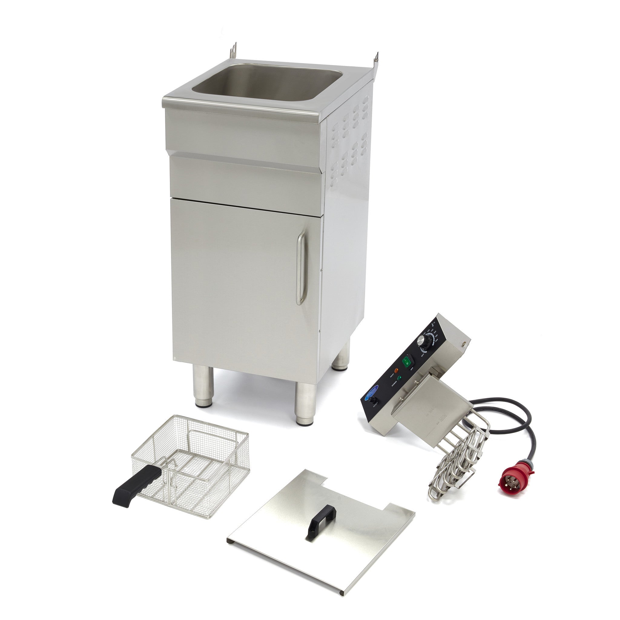 Friteuse professionnelle - Électrique - 16 litres - Robinet de vidange - Sur support 5000 W Maxima - vue 8 - Friteuse sur meuble électrique pro CHR - Cuistéo