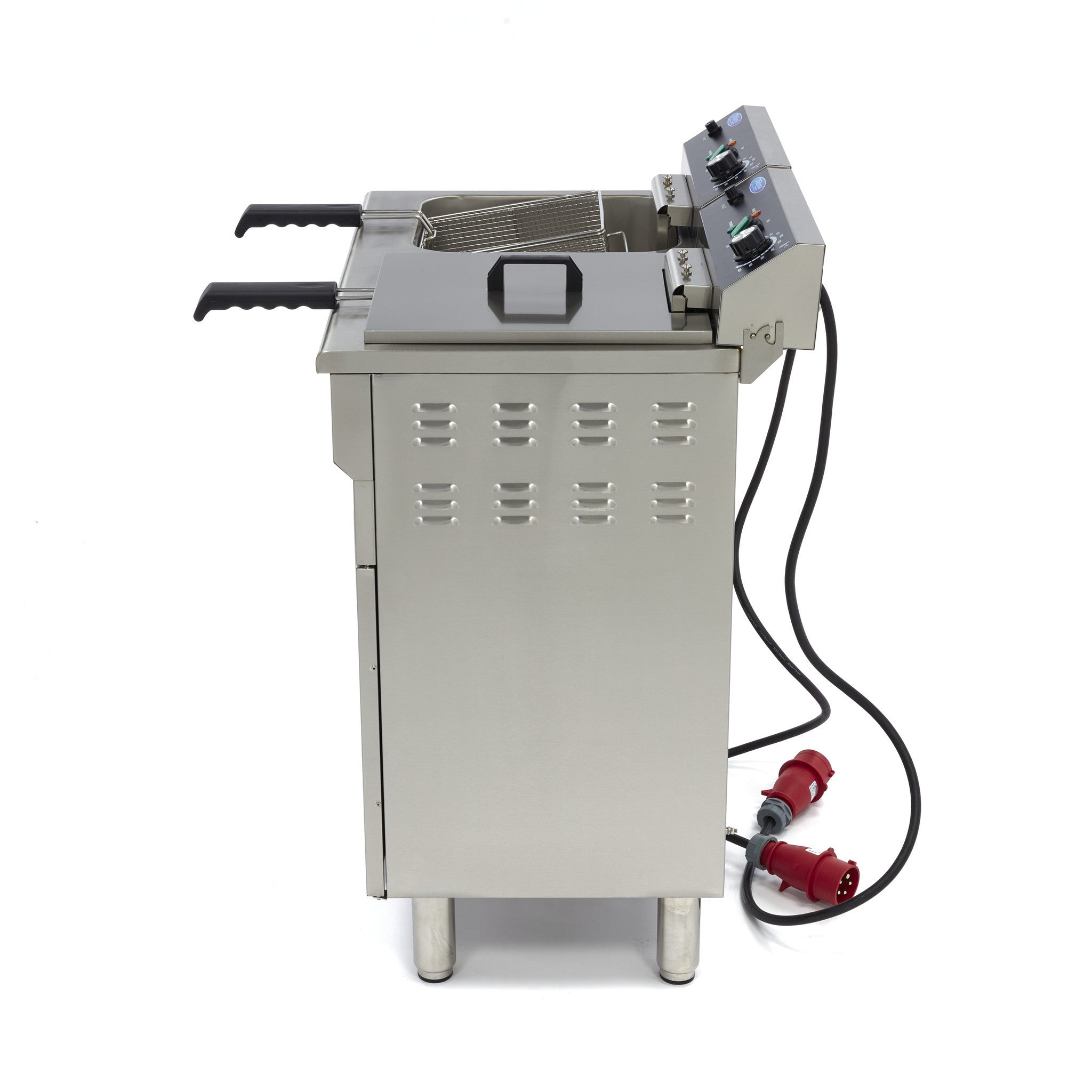 Friteuse double - Électrique - 2x16 litres - Robinet de vidange - Sur support 5000 W Maxima - vue 3 - Friteuse sur meuble électrique pro CHR - Cuistéo