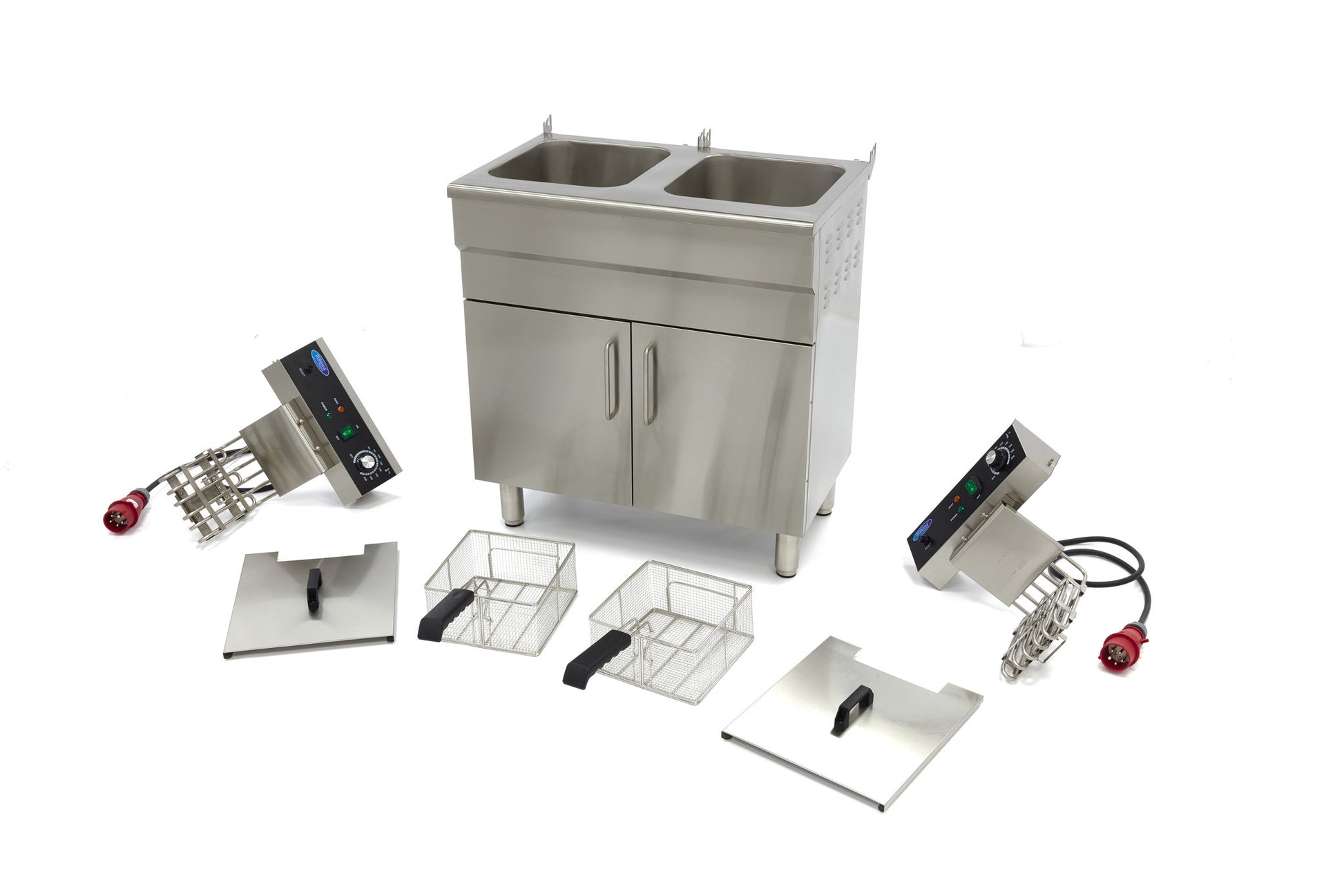 Friteuse double - Électrique - 2x16 litres - Robinet de vidange - Sur support 5000 W Maxima - vue 6 - Friteuse sur meuble électrique pro CHR - Cuistéo
