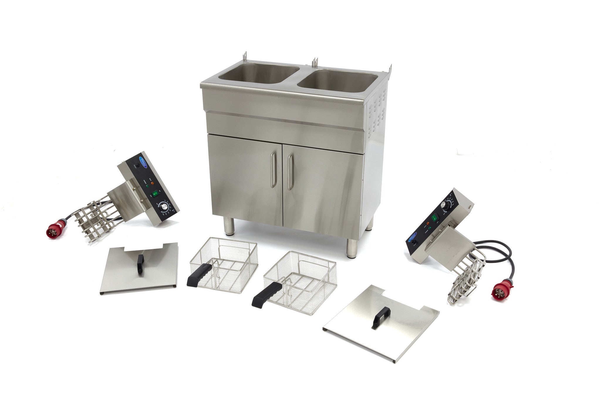 Friteuse double - Électrique - 2x16 litres - Robinet de vidange - Sur support 5000 W Maxima - vue 6 - Friteuse sur meuble électrique pro CHR - Cuistéo