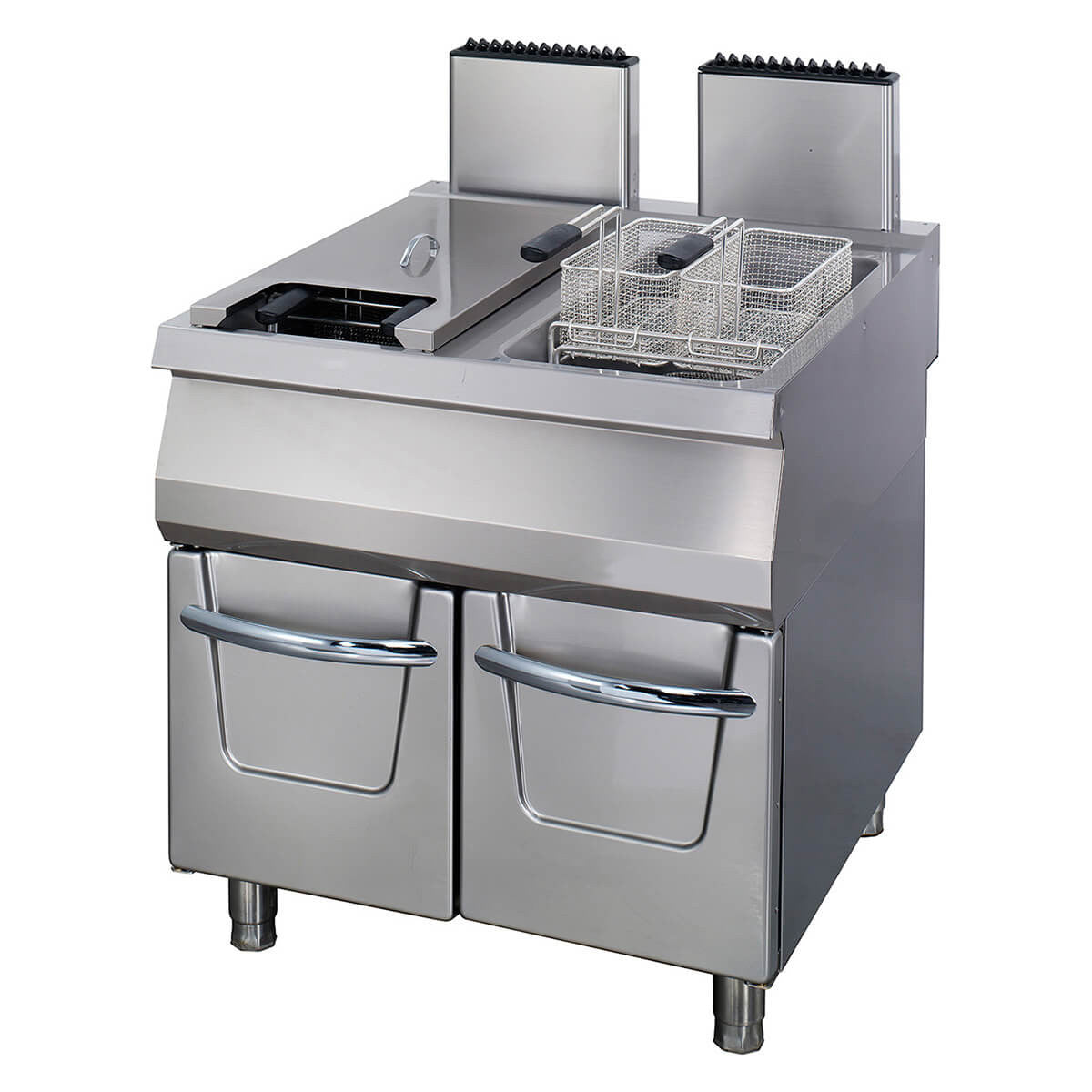 Friteuse 2 x 22L - Double Unité - Profondeur de 90cm - avec Robinet de Vidange - Gaz 44.0 W Maxima - Friteuse sur meuble gaz professionnel CHR - matériel cuisine pro - Cuistéo