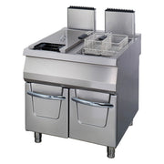 Friteuse 2 x 22L - Double Unité - Profondeur de 90cm - avec Robinet de Vidange - Gaz 44.0 W Maxima - Friteuse sur meuble gaz professionnel CHR - matériel cuisine pro - Cuistéo