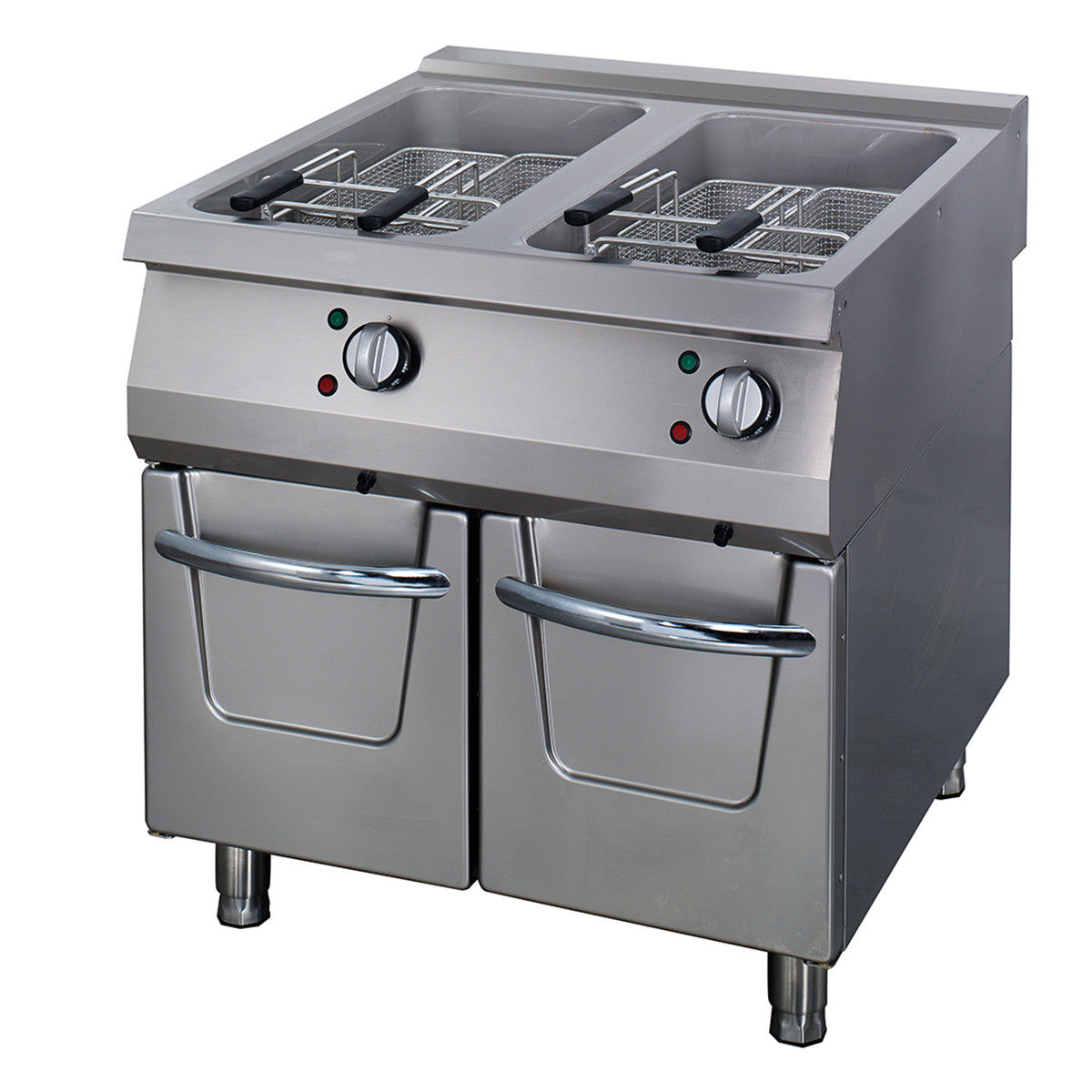 Friteuse Professionnelle - 2 x 22L - Double Unité - Profondeur de 90cm - avec Robinet de Vidange - Électrique 36000 W Maxima - Friteuse sur meuble électrique professionnel CHR - matériel cuisine pro - Cuistéo