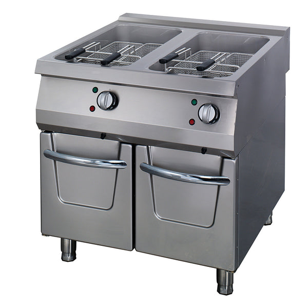 Friteuse Professionnelle - 2 x 22L - Double Unité - Profondeur de 90cm - avec Robinet de Vidange - Électrique 36000 W - Maxima