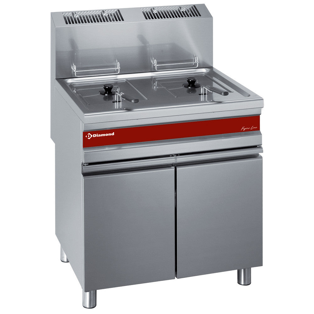 Friteuse gaz 2x 15 litres sur armoire - Diamond